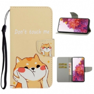 Capa Folio Para Samsung Galaxy S20 FE De Cordão Gato Não Me Toque Com Alça