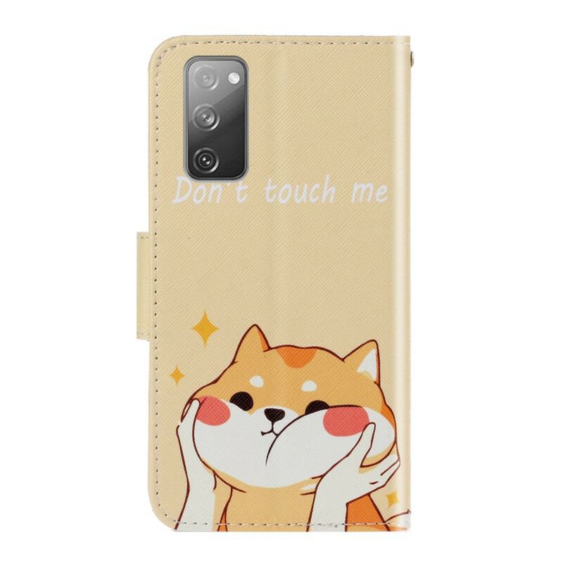 Capa Folio Para Samsung Galaxy S20 FE De Cordão Gato Não Me Toque Com Alça