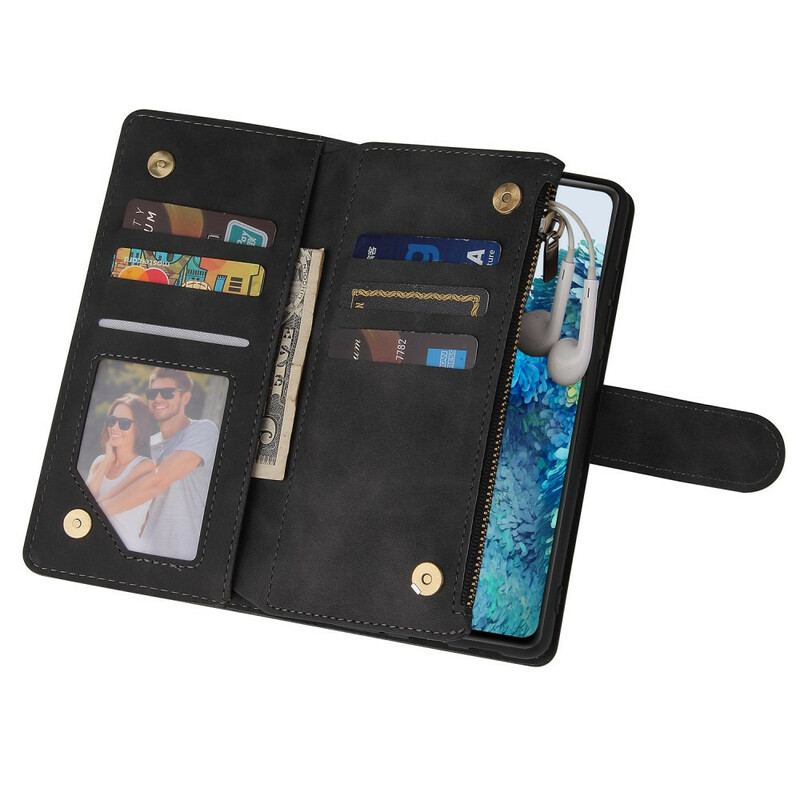 Capa Folio Para Samsung Galaxy S20 FE Estilo Couro Multicartão Com Cordão