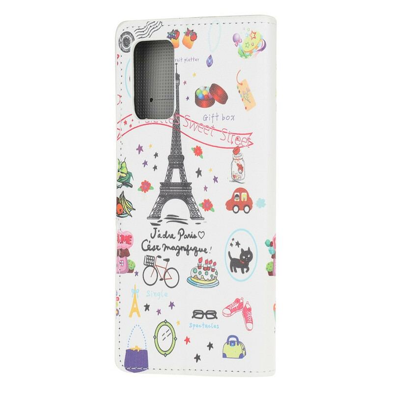 Capa Folio Para Samsung Galaxy S20 FE Eu Amo Paris