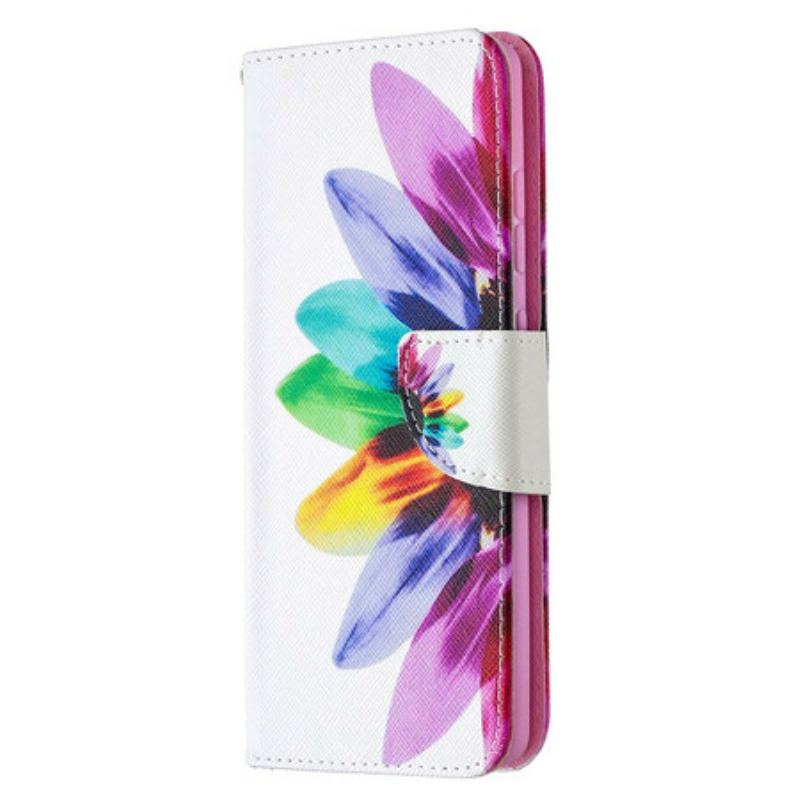 Capa Folio Para Samsung Galaxy S20 FE Flor Aquarela