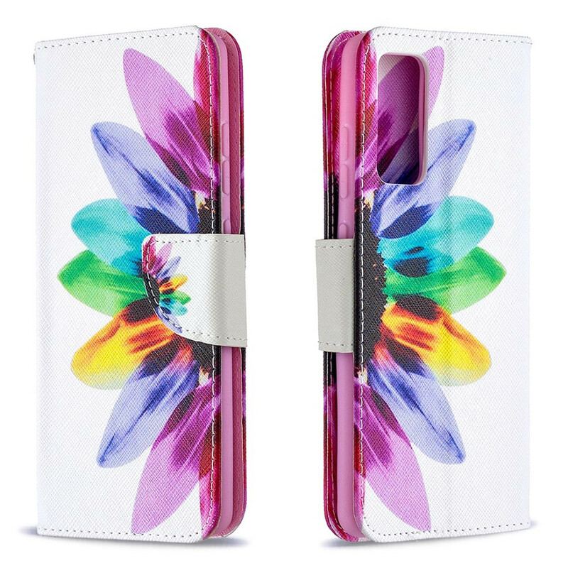 Capa Folio Para Samsung Galaxy S20 FE Flor Aquarela