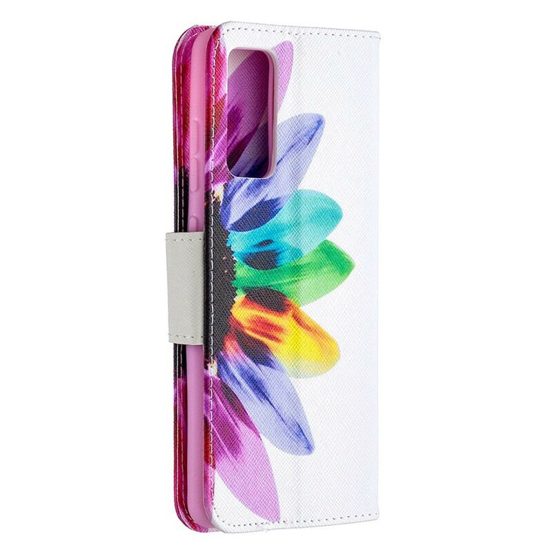 Capa Folio Para Samsung Galaxy S20 FE Flor Aquarela