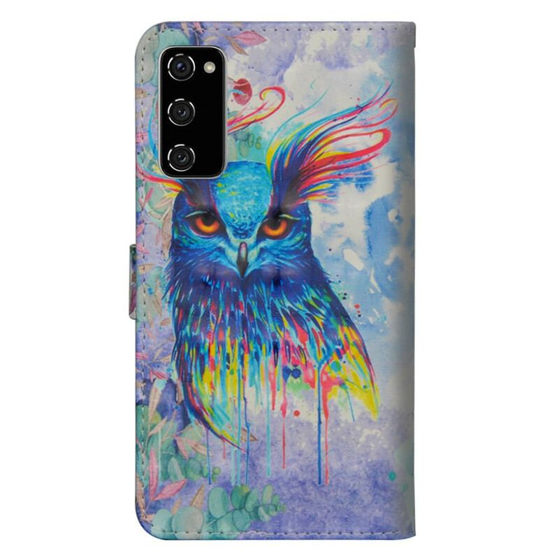 Capa Folio Para Samsung Galaxy S20 FE Pássaro Aquarela