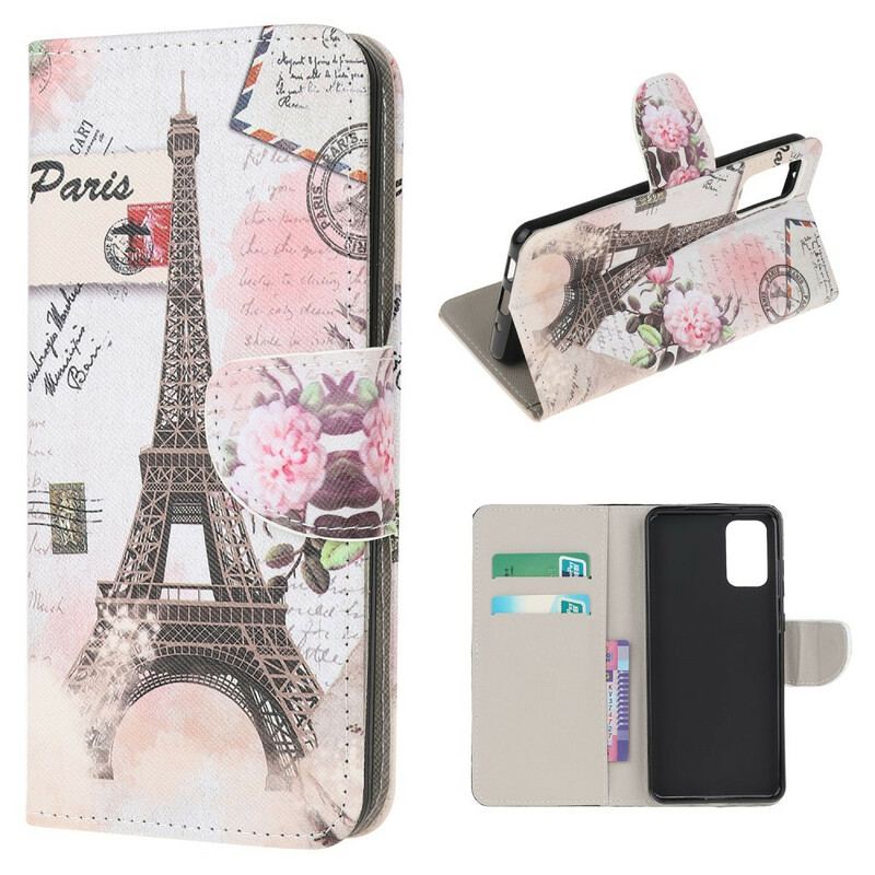 Capa Folio Para Samsung Galaxy S20 FE Torre Eiffel Retrô