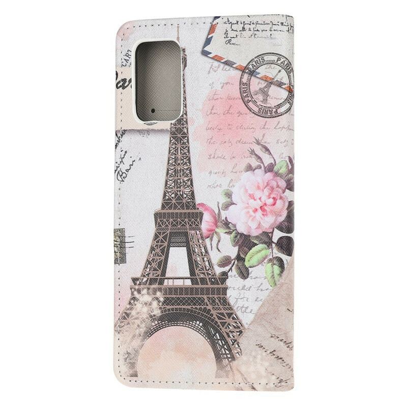 Capa Folio Para Samsung Galaxy S20 FE Torre Eiffel Retrô