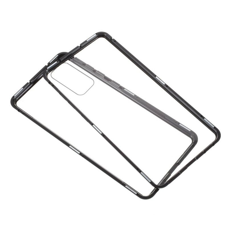 Capa Para Samsung Galaxy S20 FE Bordas De Metal E Fundo De Vidro Temperado