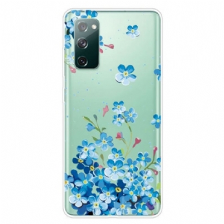 Capa Para Samsung Galaxy S20 FE Flores Azuis