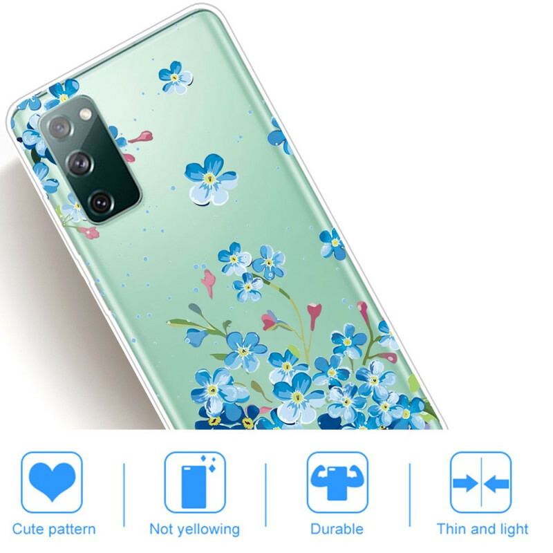 Capa Para Samsung Galaxy S20 FE Flores Azuis