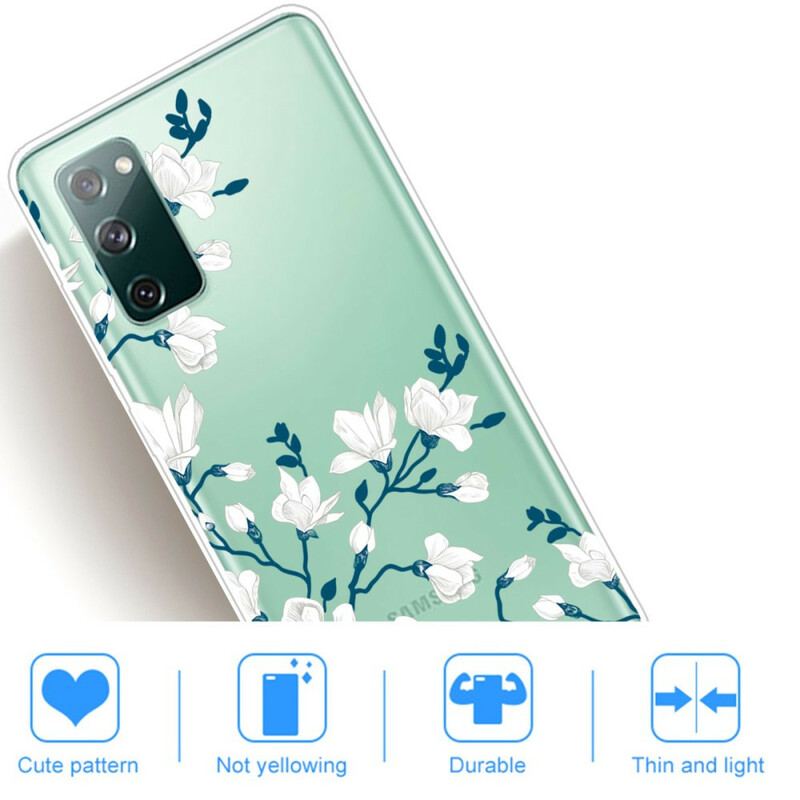 Capa Para Samsung Galaxy S20 FE Flores Brancas