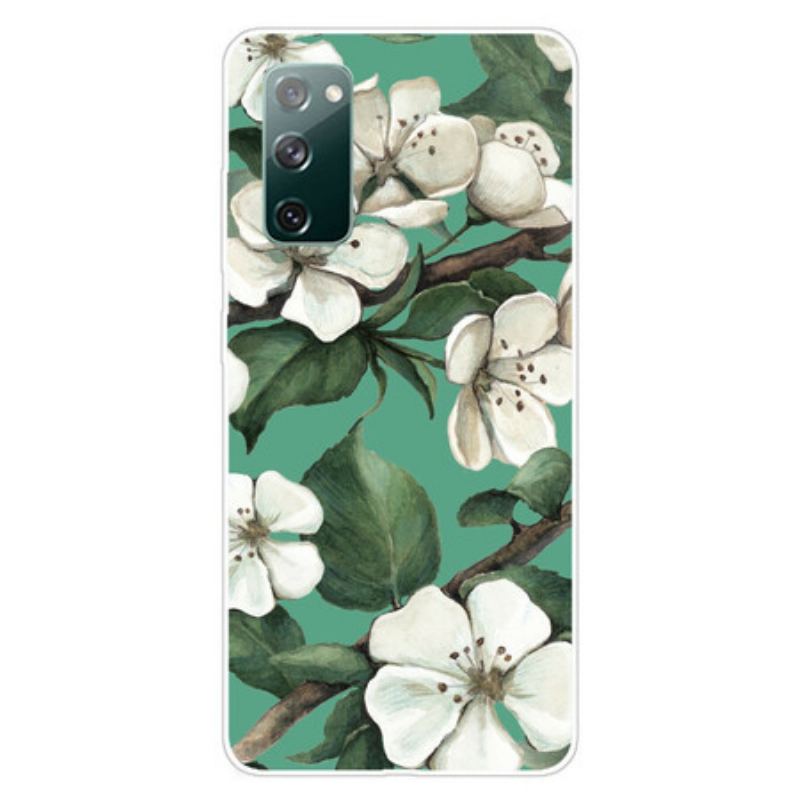 Capa Para Samsung Galaxy S20 FE Flores Brancas Pintadas