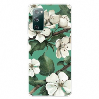 Capa Para Samsung Galaxy S20 FE Flores Brancas Pintadas