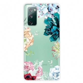 Capa Para Samsung Galaxy S20 FE Flores Em Aquarela Sem Costura