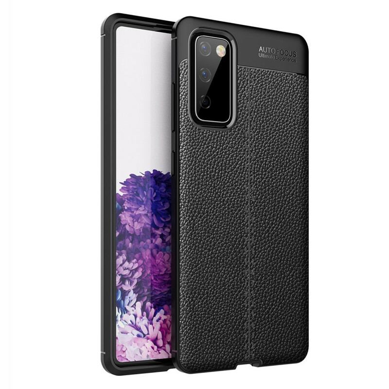 Capa Para Samsung Galaxy S20 FE Linha Dupla Efeito Couro Litchi