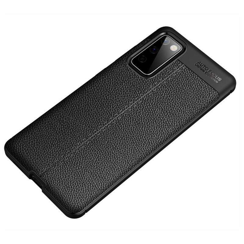 Capa Para Samsung Galaxy S20 FE Linha Dupla Efeito Couro Litchi