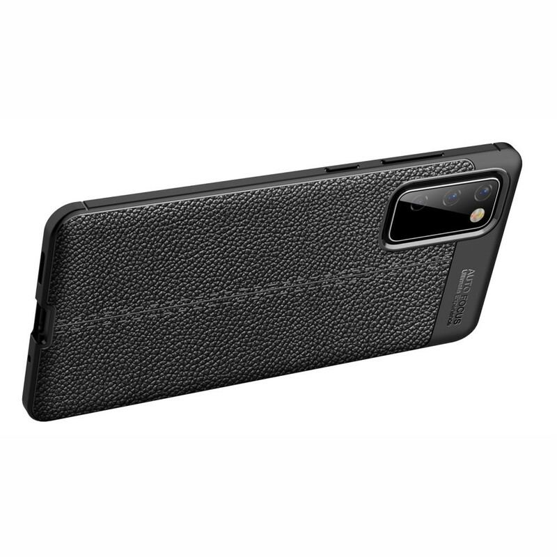 Capa Para Samsung Galaxy S20 FE Linha Dupla Efeito Couro Litchi