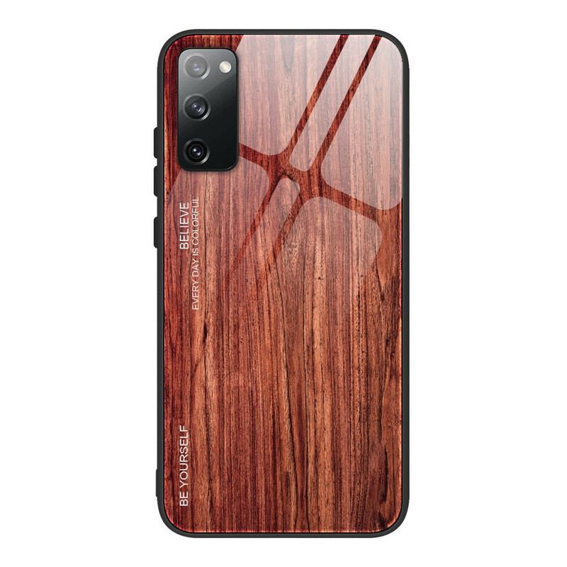 Capa Para Samsung Galaxy S20 FE Vidro Temperado Com Design De Madeira