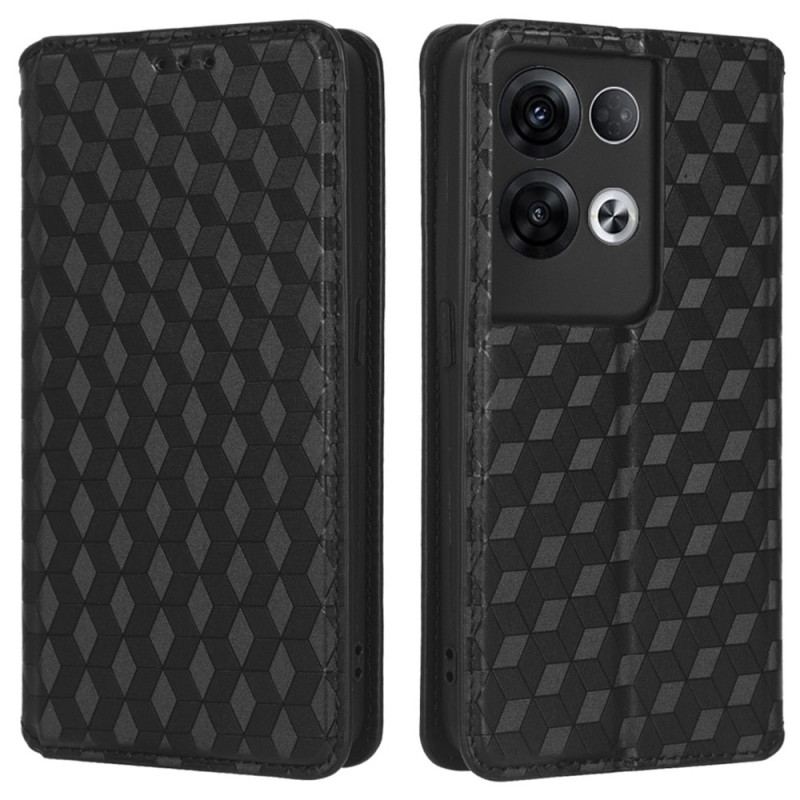 Capa De Celular Para Oppo Reno 8 Pro Flip Efeito Couro Cubo 3d