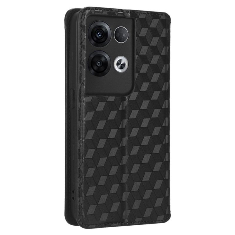 Capa De Celular Para Oppo Reno 8 Pro Flip Efeito Couro Cubo 3d