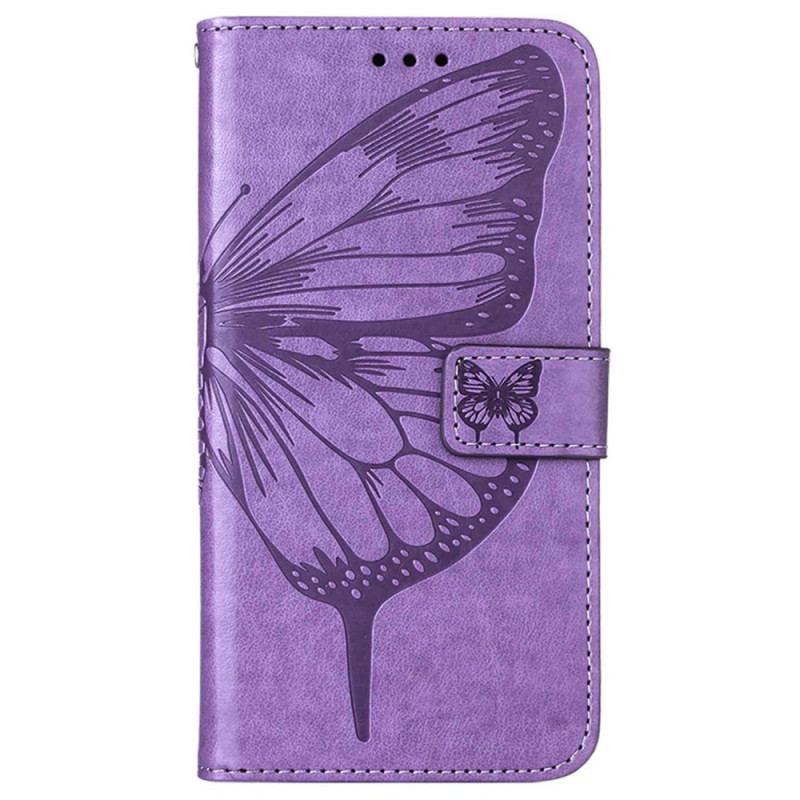 Capa De Couro Para Oppo Reno 8 Pro De Cordão Borboleta De Tiras Barroca