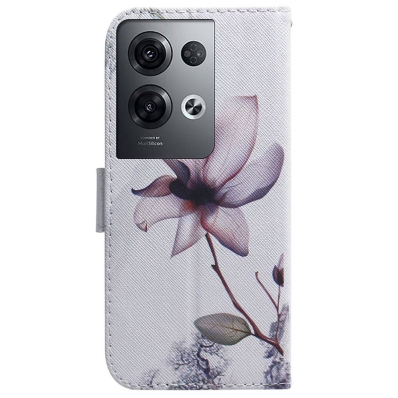 Capa De Couro Para Oppo Reno 8 Pro De Cordão Flor De Tiras Vintage