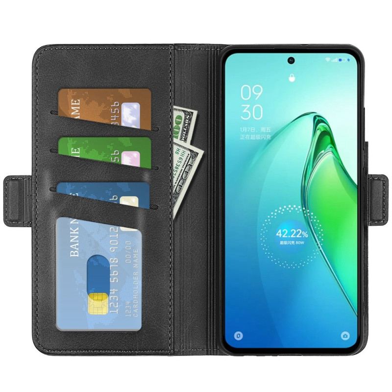 Capa De Couro Para Oppo Reno 8 Pro Fecho Duplo