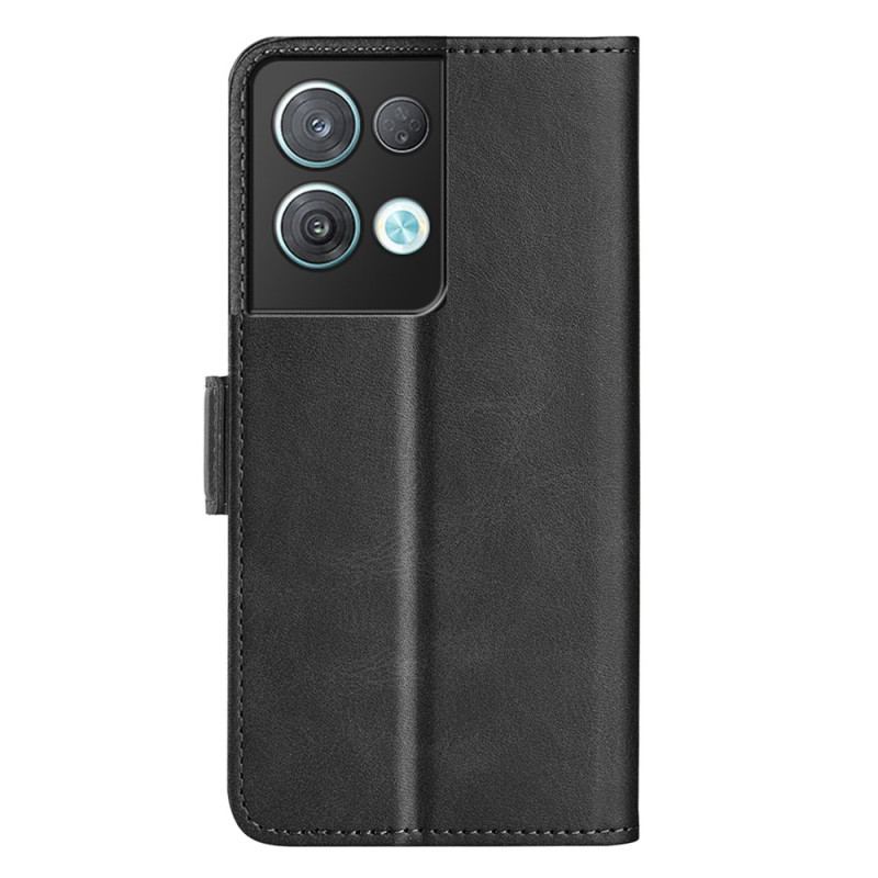 Capa De Couro Para Oppo Reno 8 Pro Fecho Duplo