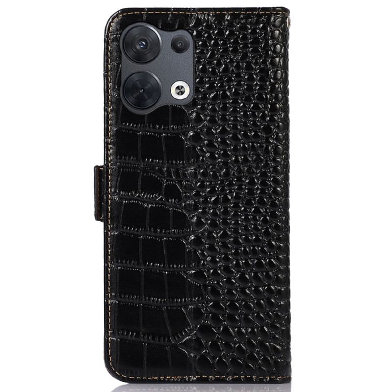 Capa De Couro Para Oppo Reno 8 Pro Rfid Estilo Crocodilo