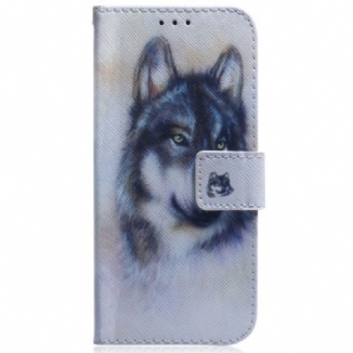 Capa Em Pele Para Oppo Reno 8 Pro De Cordão Cachorro Strappy Aquarela