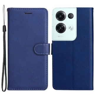 Capa Em Pele Para Oppo Reno 8 Pro De Cordão Simples Com Alça