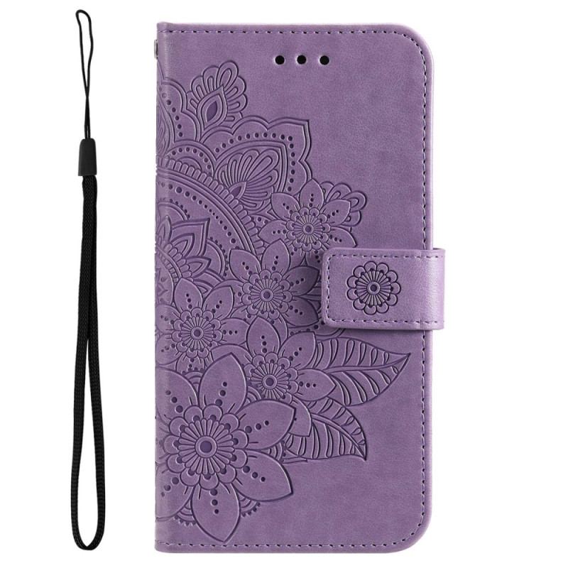 Capa Em Pele Para Oppo Reno 8 Pro De Cordão Strappy Floral