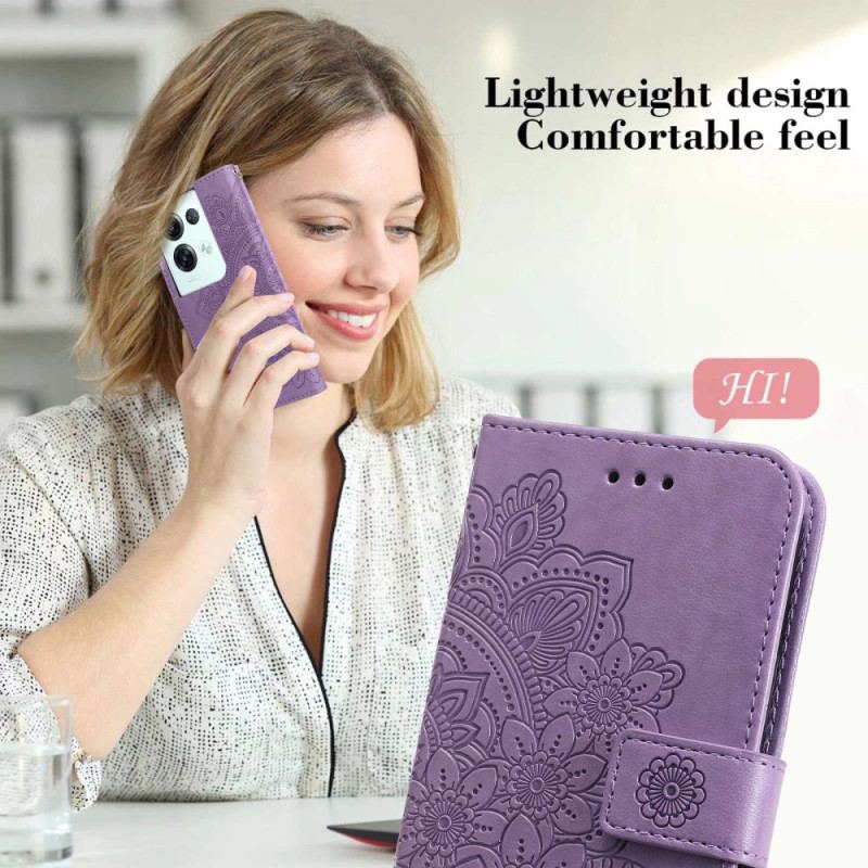 Capa Em Pele Para Oppo Reno 8 Pro De Cordão Strappy Floral