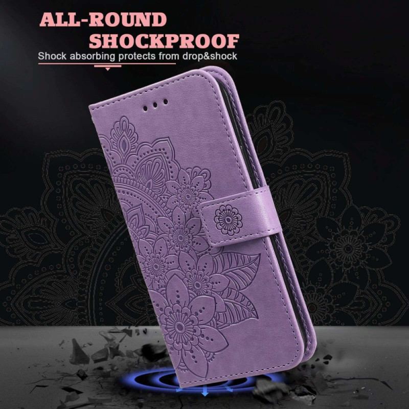 Capa Em Pele Para Oppo Reno 8 Pro De Cordão Strappy Floral