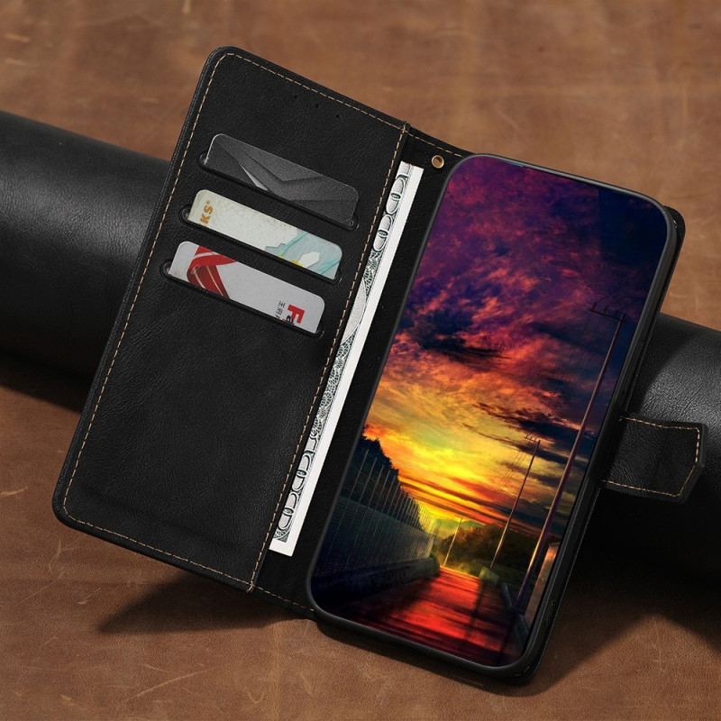 Capa Em Pele Para Oppo Reno 8 Pro Couro Sintético Curtido