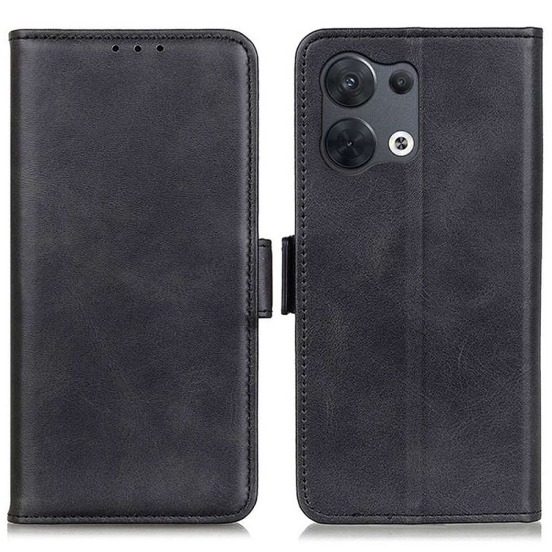 Capa Em Pele Para Oppo Reno 8 Pro Fecho Duplo