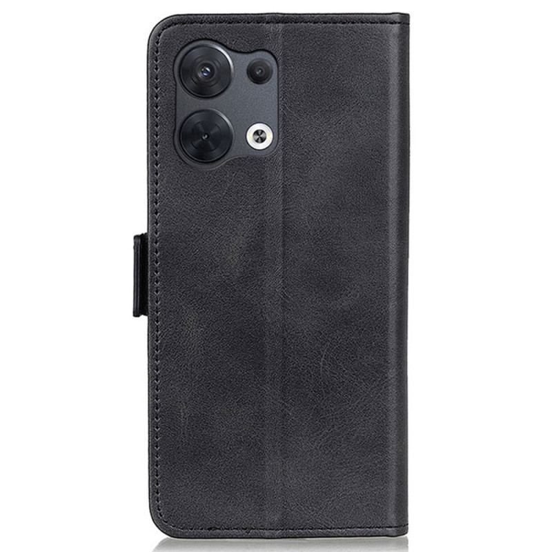 Capa Em Pele Para Oppo Reno 8 Pro Fecho Duplo