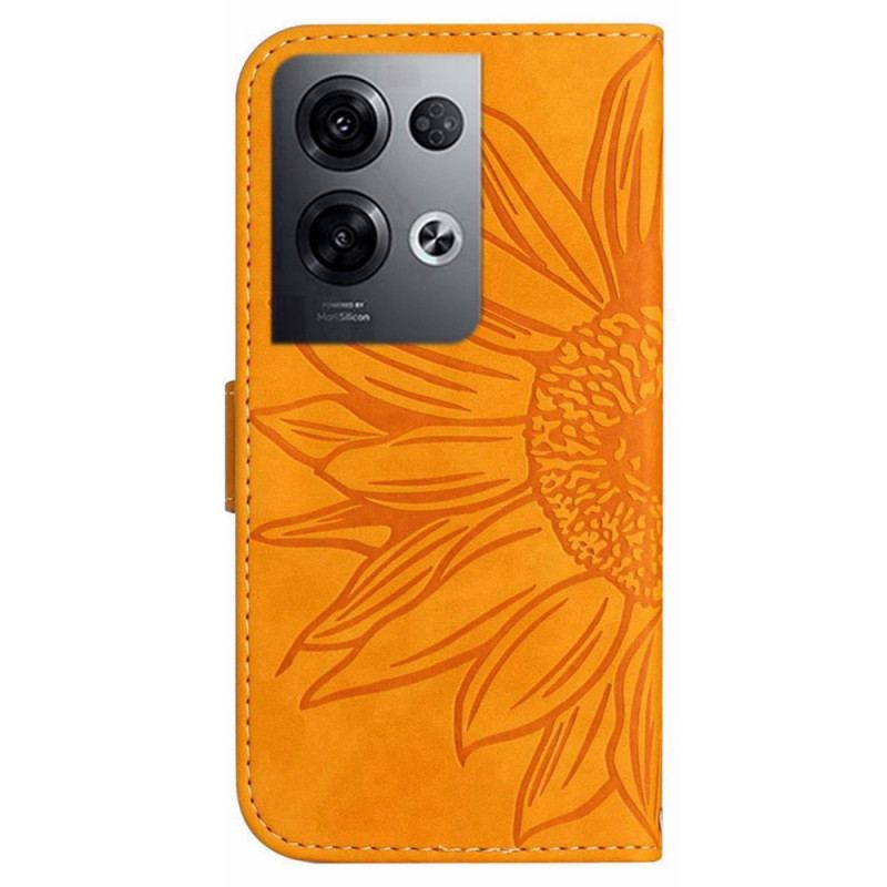 Capa Flip Para Oppo Reno 8 Pro De Cordão Girassol Strappy