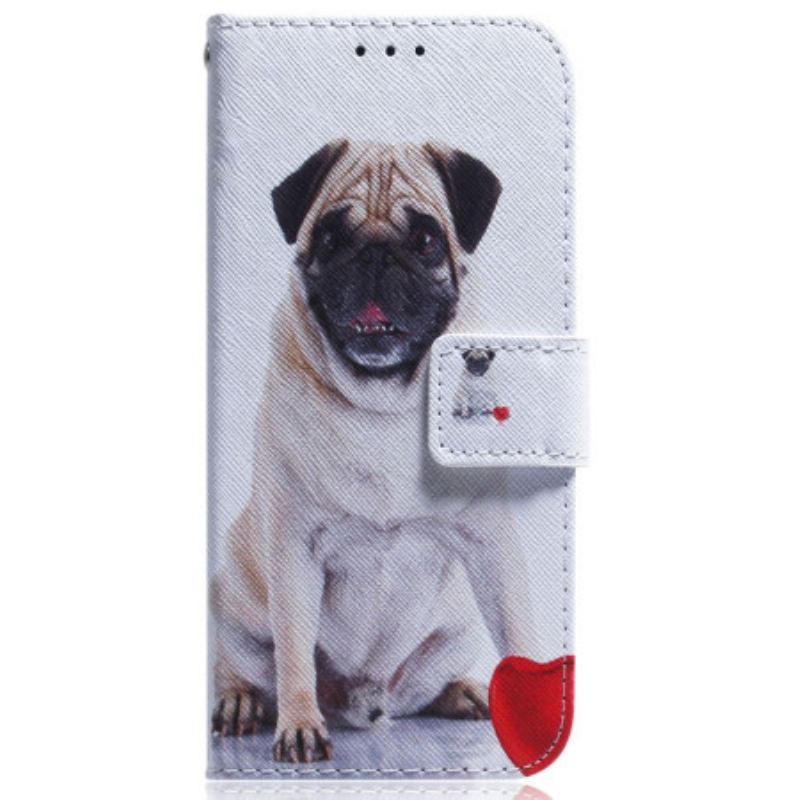 Capa Flip Para Oppo Reno 8 Pro De Cordão Pug Bonito Na Cinta