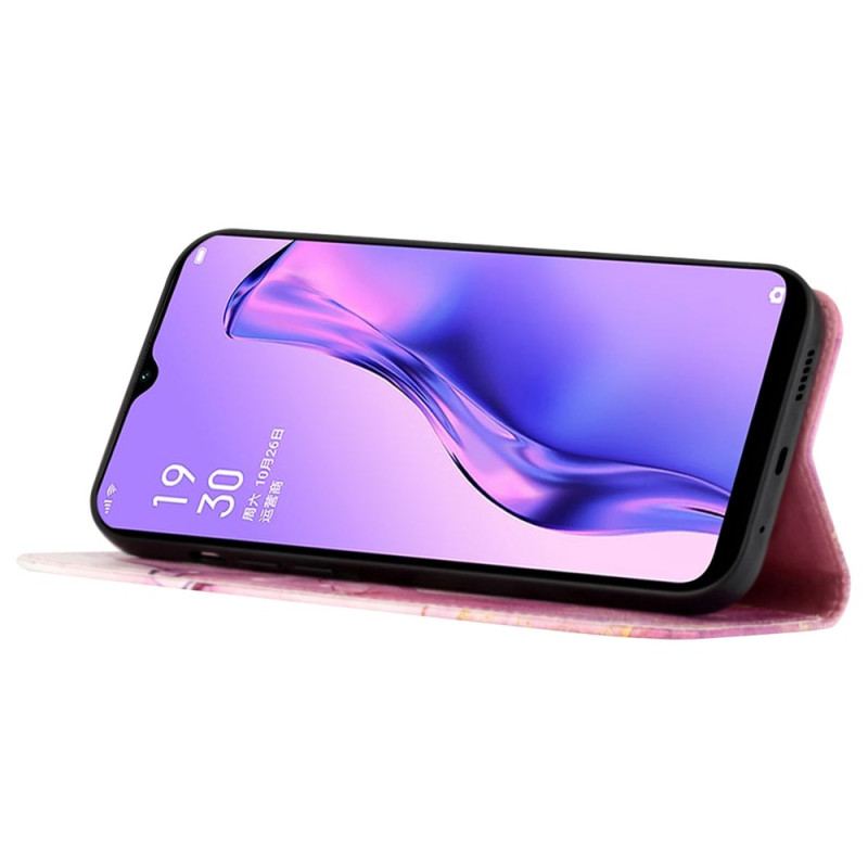 Capa Flip Para Oppo Reno 8 Pro De Cordão Tira De Mármore