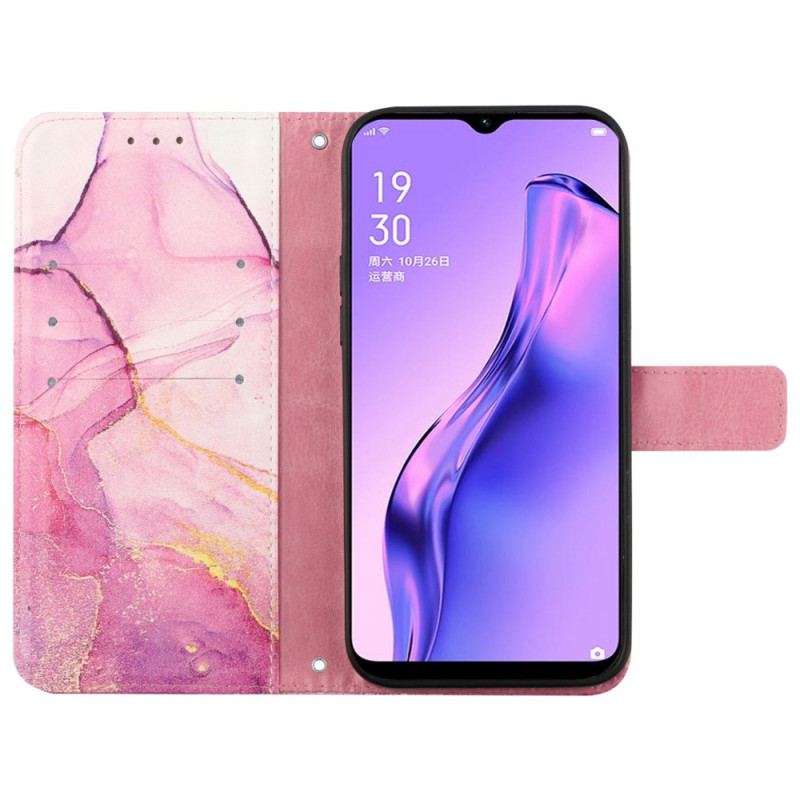 Capa Flip Para Oppo Reno 8 Pro De Cordão Tira De Mármore