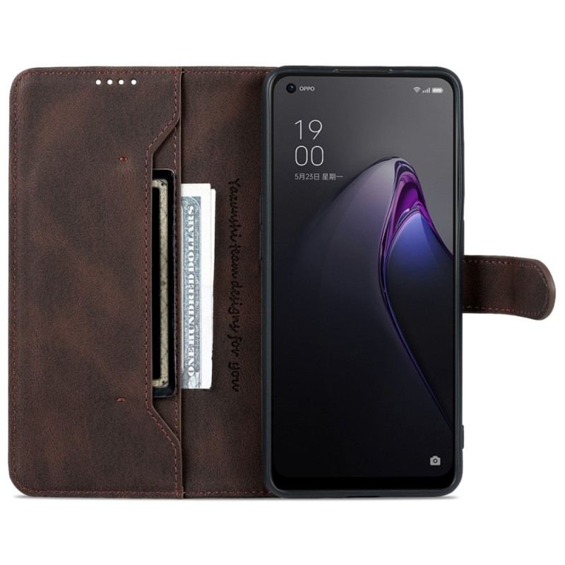 Capa Flip Para Oppo Reno 8 Pro Efeito Couro Vintage Azns