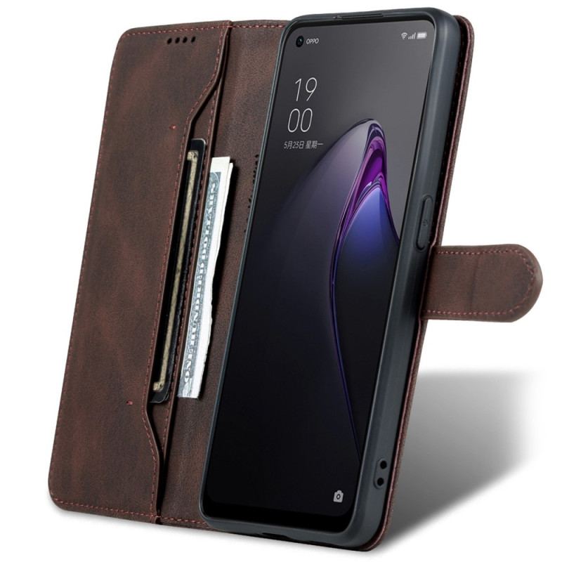 Capa Flip Para Oppo Reno 8 Pro Efeito Couro Vintage Azns