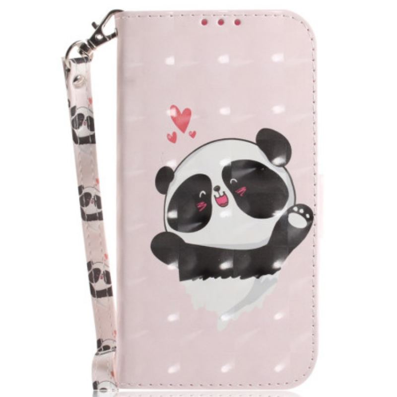 Capa Flip Para Oppo Reno 8 Pro Panda Love Com Cordão