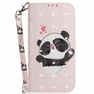 Capa Flip Para Oppo Reno 8 Pro Panda Love Com Cordão