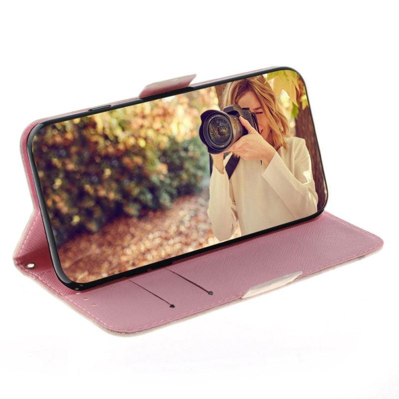 Capa Flip Para Oppo Reno 8 Pro Panda Love Com Cordão