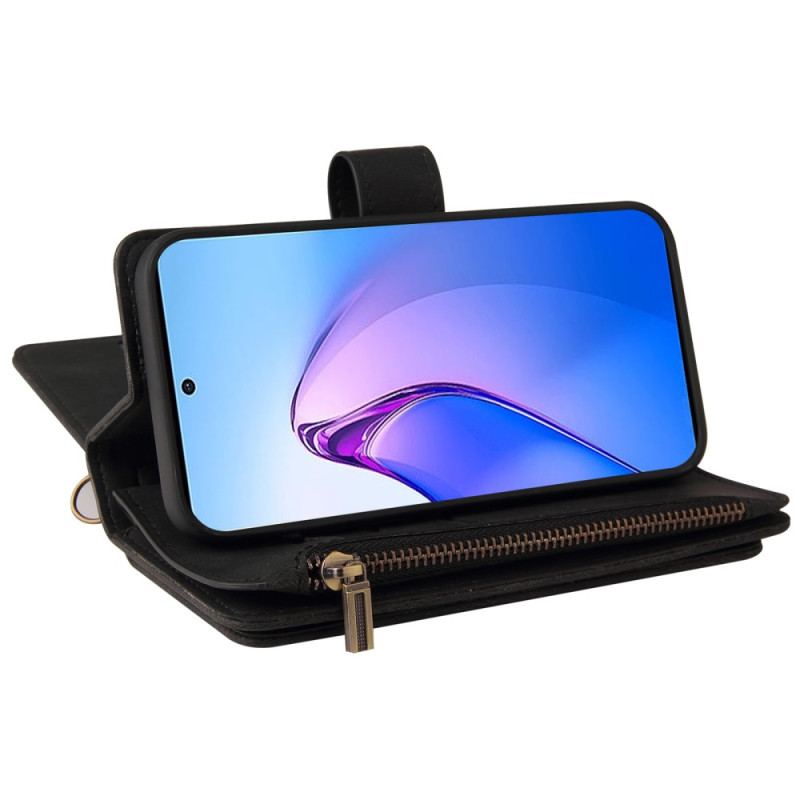 Capa Flip Para Oppo Reno 8 Pro Titular Do Cartão Multifuncional