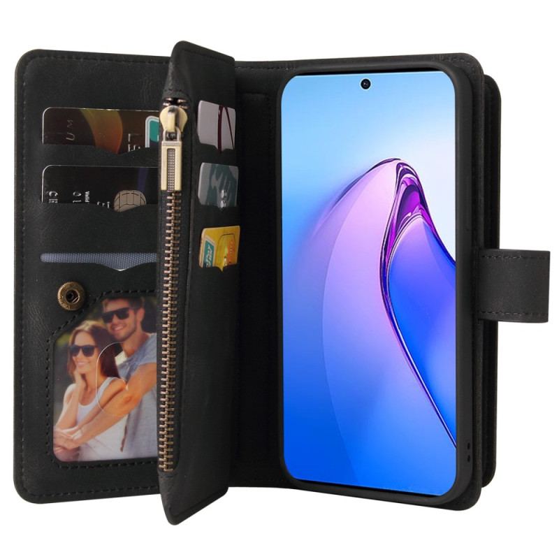 Capa Flip Para Oppo Reno 8 Pro Titular Do Cartão Multifuncional