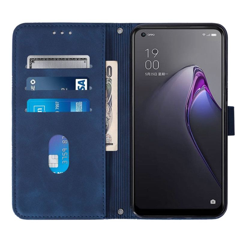 Capa Flip Para Oppo Reno 8 Pro Triângulos Com Alça De Ombro