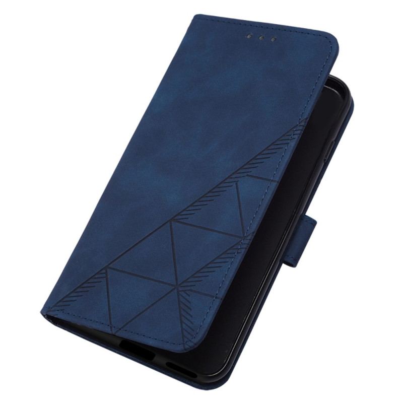 Capa Flip Para Oppo Reno 8 Pro Triângulos Com Alça De Ombro