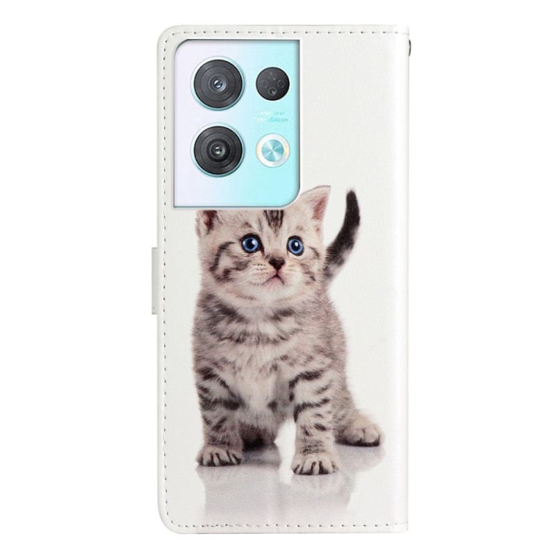 Capa Folio Para Oppo Reno 8 Pro De Cordão Gatinho Strappy